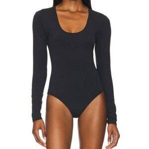 Splits59 Airweight Scoop Neck Long Sleeve Bodycon Bodysuit in Black Women's S/M